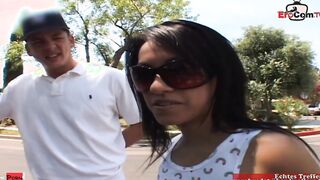 Slim ebony haired Latina Teen with small boobies picked up