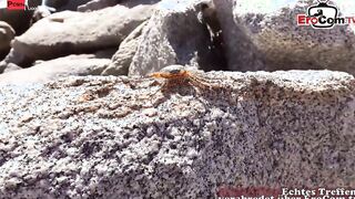 German Tourist outdoors pick up mexican Latina at beach EROCOM