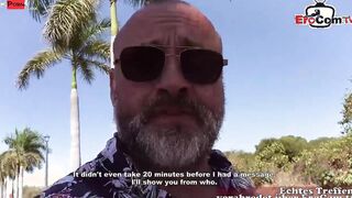 German Tourist outdoors pick up mexican Latina at beach EROCOM