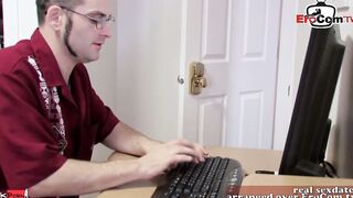 Young American blonde with tiny melons at amateur casting