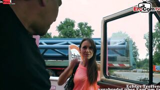 Sexual slender German hoe fucks spontaneous public