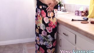 Lascivious shemale does makeup before masturbation