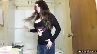 Spying on slutty stepsister in front of mirror