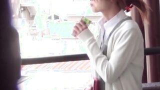 Classy Japanese redhead hides to toy her juicy pussy