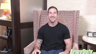 Hot tattooed hunk Brad Powers jerking his fat cock till cum