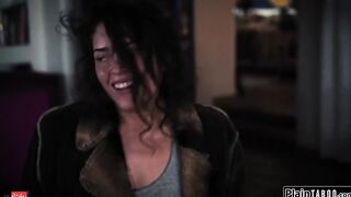 Female hobo impregnated with used condom and confronts guy