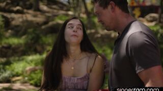 Slutty 21yo bae fucked outdoor by big white dick fucker