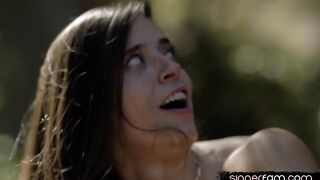 Slutty 21yo bae fucked outdoor by big white dick fucker
