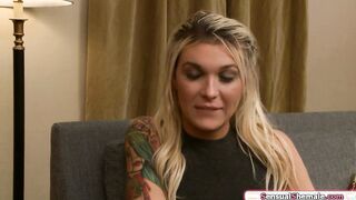 Guy dares busty ts Aubrey Kate to fuck