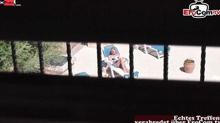 Peeping Tom secretly films his neighbours having outdoors sex