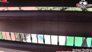 Peeping Tom secretly films his neighbours having outdoors sex