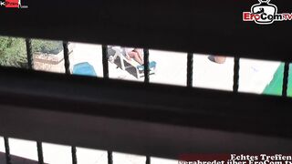 Peeping Tom secretly films his neighbours having outdoors sex