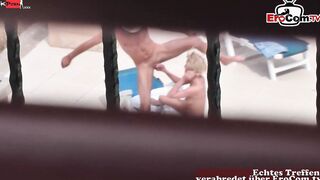 Peeping Tom secretly films his neighbours having outdoors sex