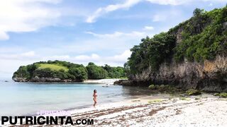 Exotic Hot Putri Cinta Showing her Flawless Round Hooters on an empty beach