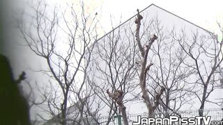 Japanese cuties take panties off to pee in hidden places