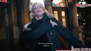 Inked big titted blonde Mom pick up at the street for a real pov Date