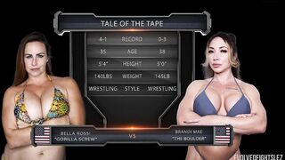 Long Boobed Bella Rossi Lesbo Wrestling Fight vs Brandi Mae with Rough Twat