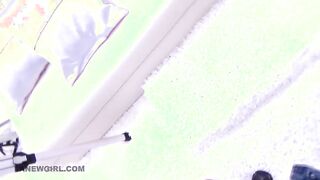 Teen with blue eyes sucks big cock and gets fucked