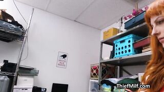 Curvy thief puts on stolen lingerie then gets fucked