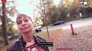 Old dark haired german Mature Lady pick up for a pov