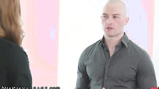Emma Hix Tries three Way Massage With Cum-Swapping