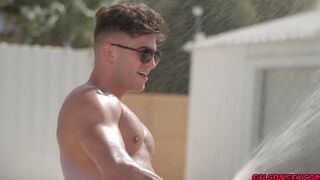 Oliver Marks busts all the load of cum to Trevor Brooks