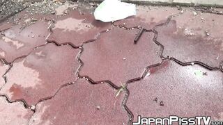 Japanese cuties take panties off to pee in hidden places