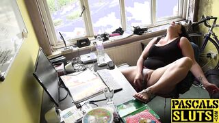 Hot big boobs brunette doing a dirty solo masturbation