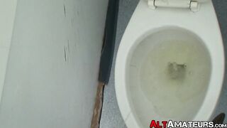 Tattoo punk Teddy B pissing before masturbation solo
