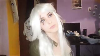 cosplay bimbos blows dick and takes a load inside her