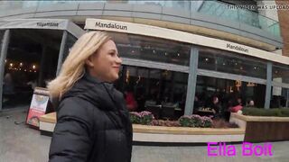 Fellatio and hand job into restaurant with Best Cum Walk EVER