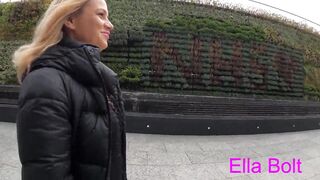 Fellatio and hand job into restaurant with Best Cum Walk EVER
