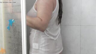 I scene my big titted stepsister inside the shower