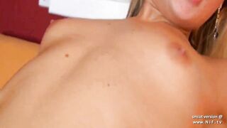 submissive blond MILF loving a riding and a load