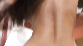 Incredible Sexy young dark hair bends over for a guy she just