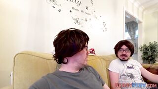 Leeds geeks penis gobbled by big tit brit MILF