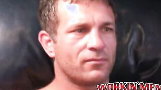 Freaky voluptuous homo wanks his cock and cums solo