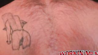 Freaky voluptuous homo wanks his cock and cums solo