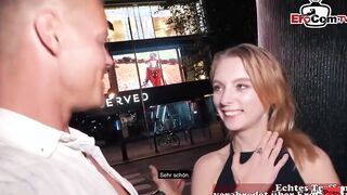 Cute german blonde Teenie with small boobs at a real