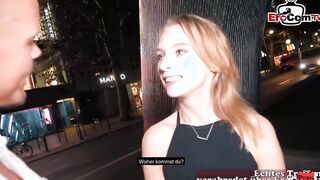 Cute german blonde Teenie with small boobs at a real