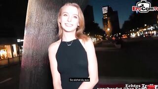 Cute german blonde Teenie with small boobs at a real