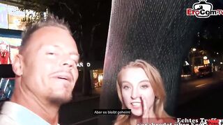 Cute german blonde Teenie with small boobs at a real