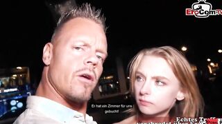 Cute german blonde Teenie with small boobs at a real