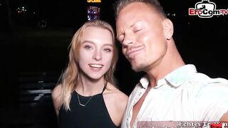 Cute german blonde Teenie with small boobs at a real