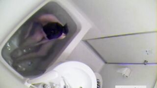 small breasted Asian stepmother spied in bath