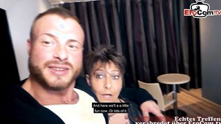 German Older Woman make real Sexdate casting on Street