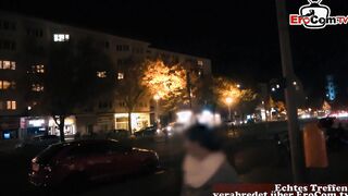 German Older Woman make real Sexdate casting on Street