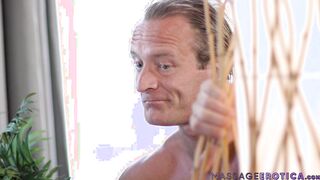 Naughty masseuse Mona Azar rawfucked by two bigdick clients