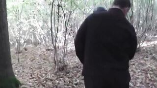 sharing my blindfolded Sub in a forest