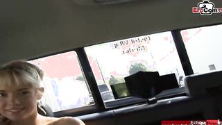 Blonde 19 Year Old with natural breasts and pierced nipples picked up